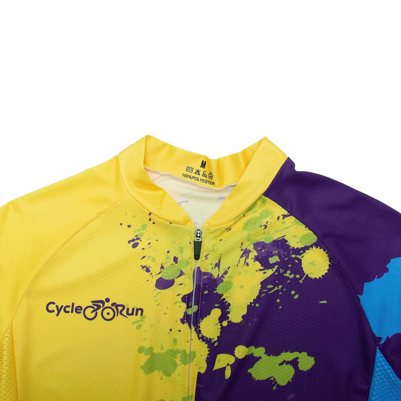 Yellow blue paint splash cycling jersey for women