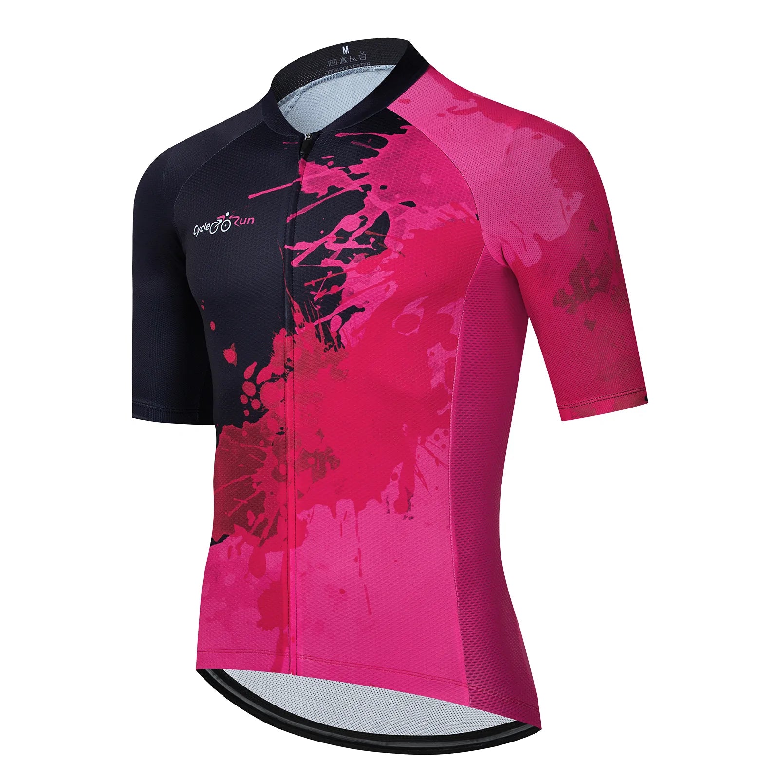 Pink red paint splash cycling jersey for women