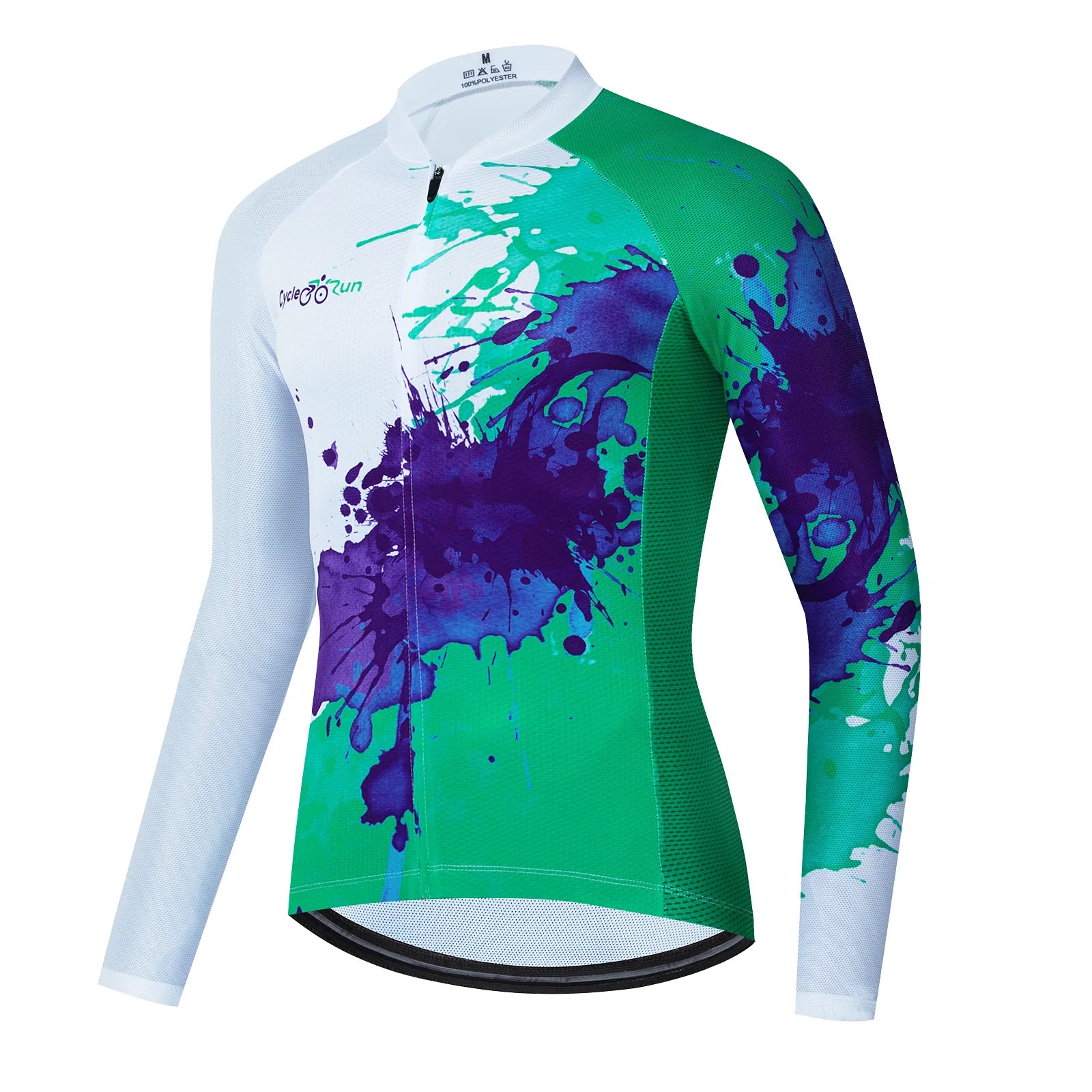 Green blue paint splash Long Sleeve cycling jersey for women