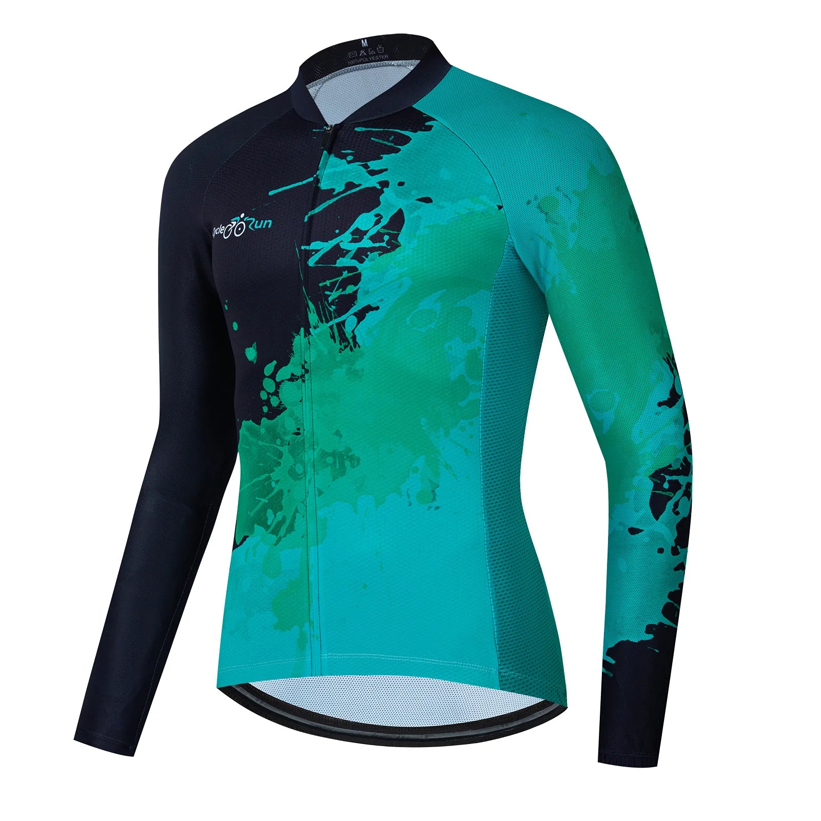 Black green paint splash Long Sleeve cycling jersey for women
