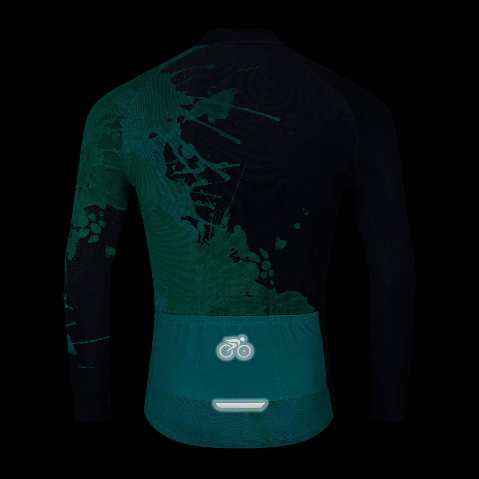 Black green paint splash Long Sleeve cycling jersey