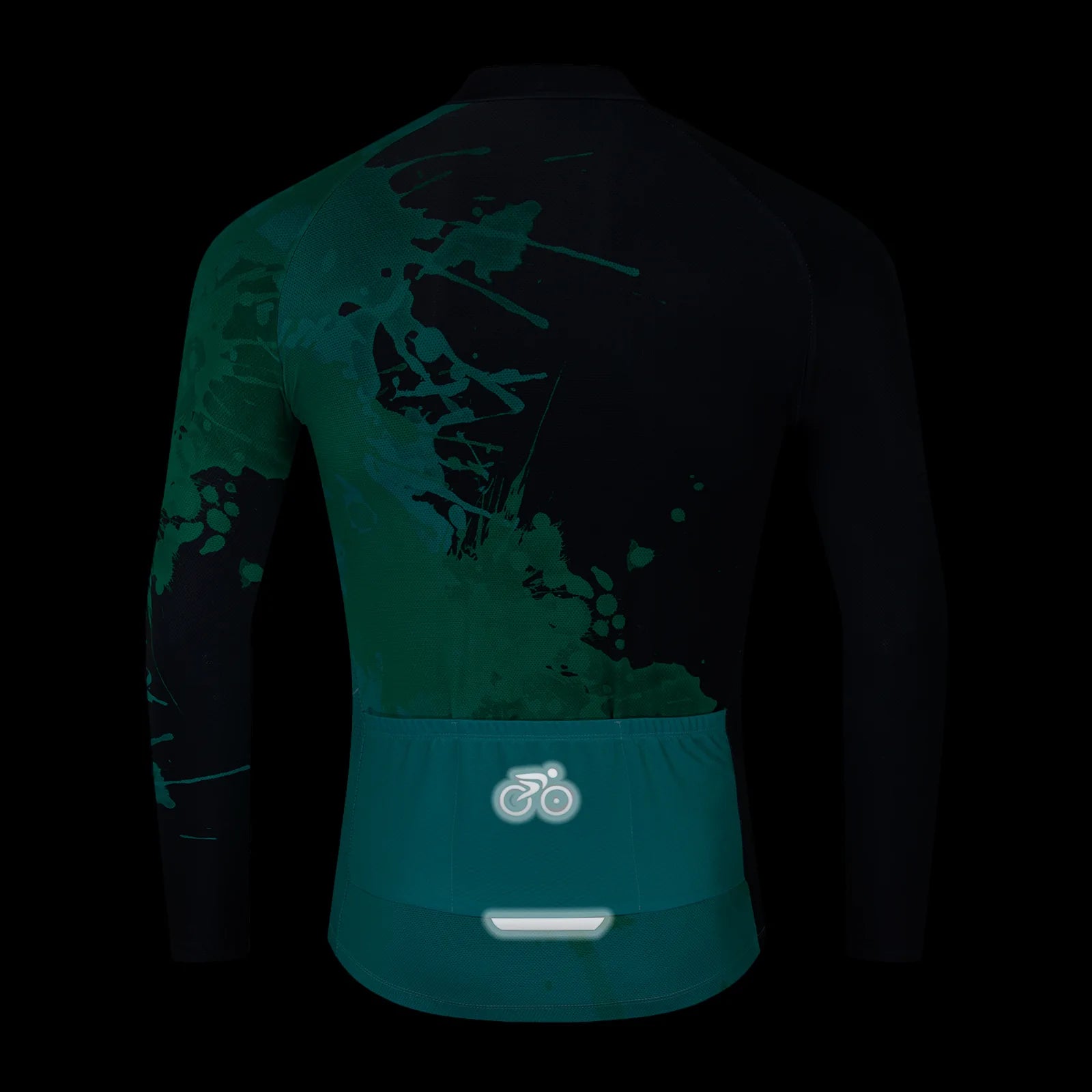 Black green paint splash Long Sleeve cycling jersey for women