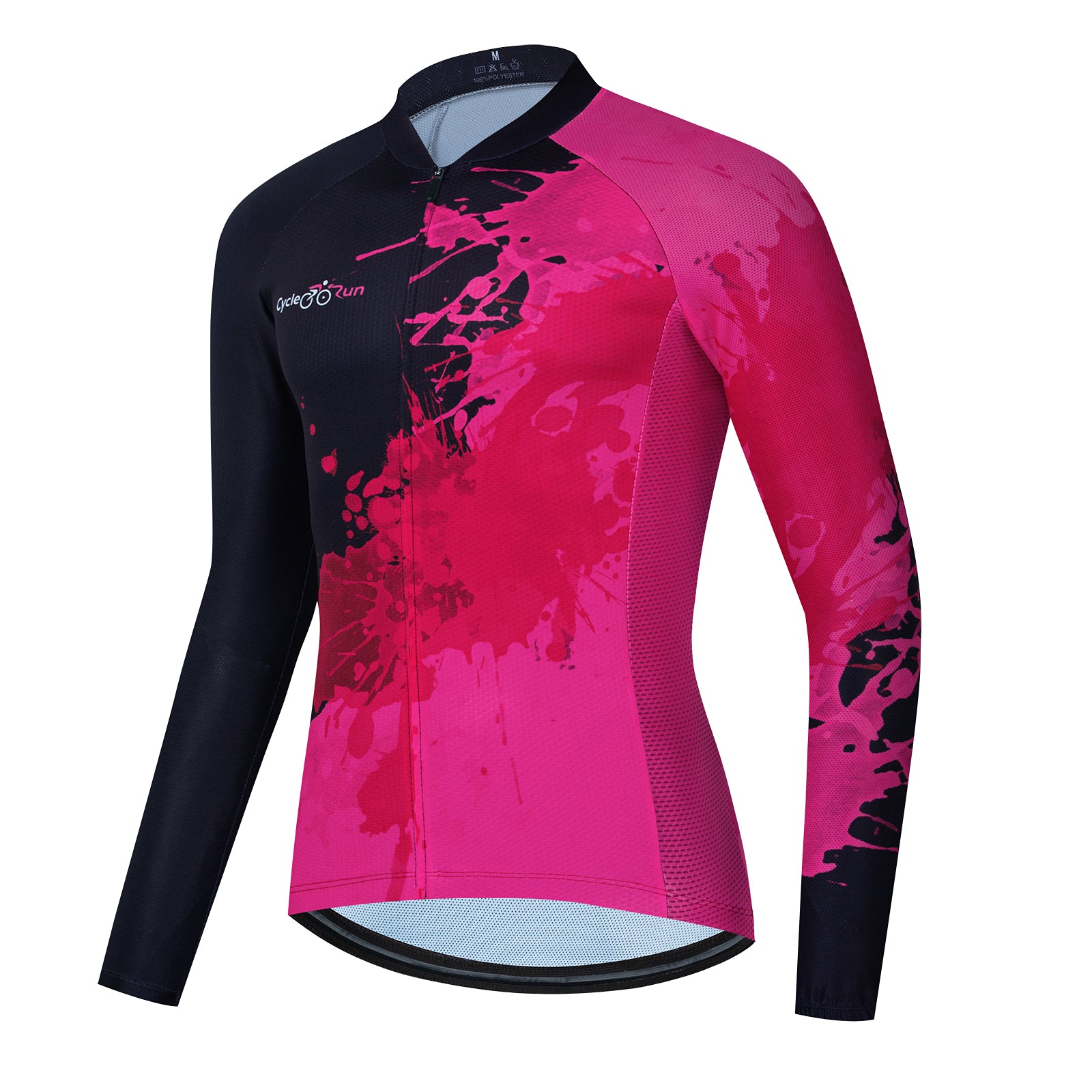 Pink red paint splash Long Sleeve cycling jersey