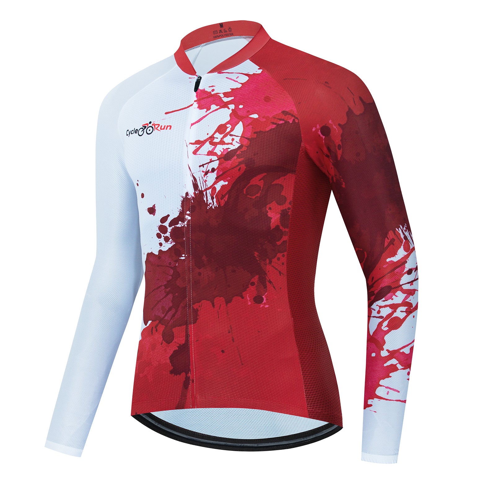 Cycling Jersey Paint Splash White and Black Long Sleeve