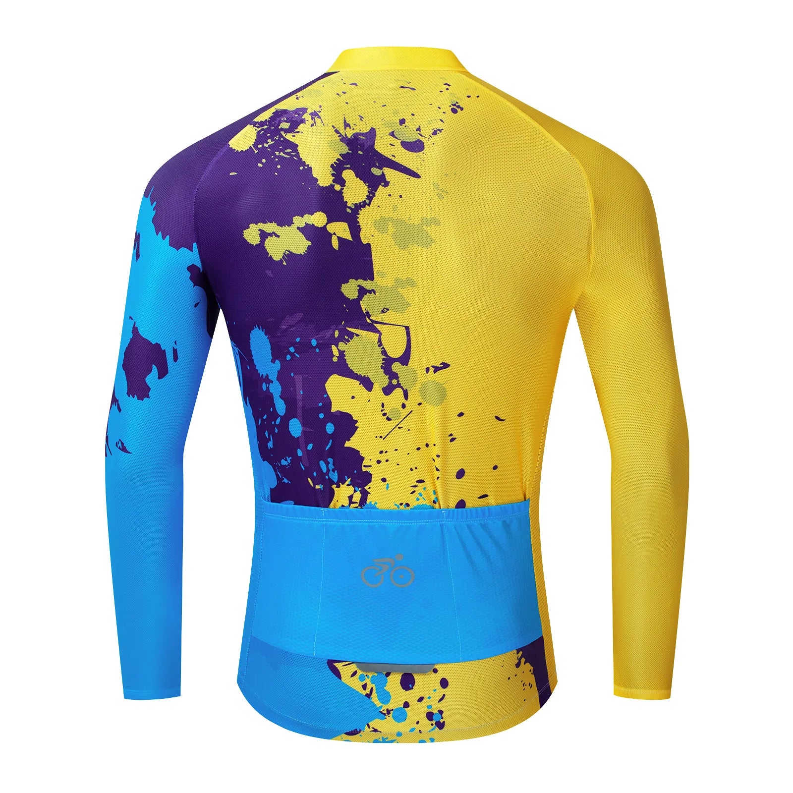 Yellow blue paint splash Long Sleeve cycling jersey for women