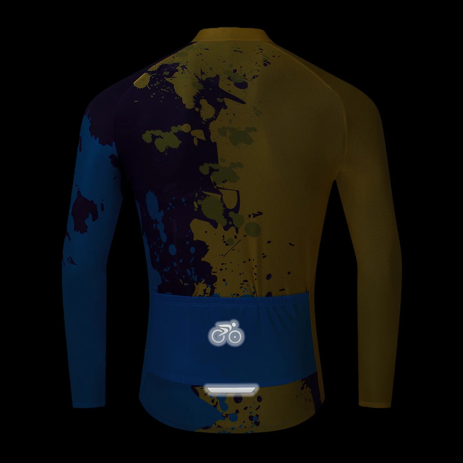 Yellow blue paint splash Long Sleeve cycling jersey for women