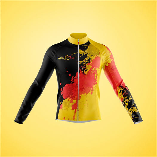 Black and Yellow paint splash Long Sleeve cycling jersey