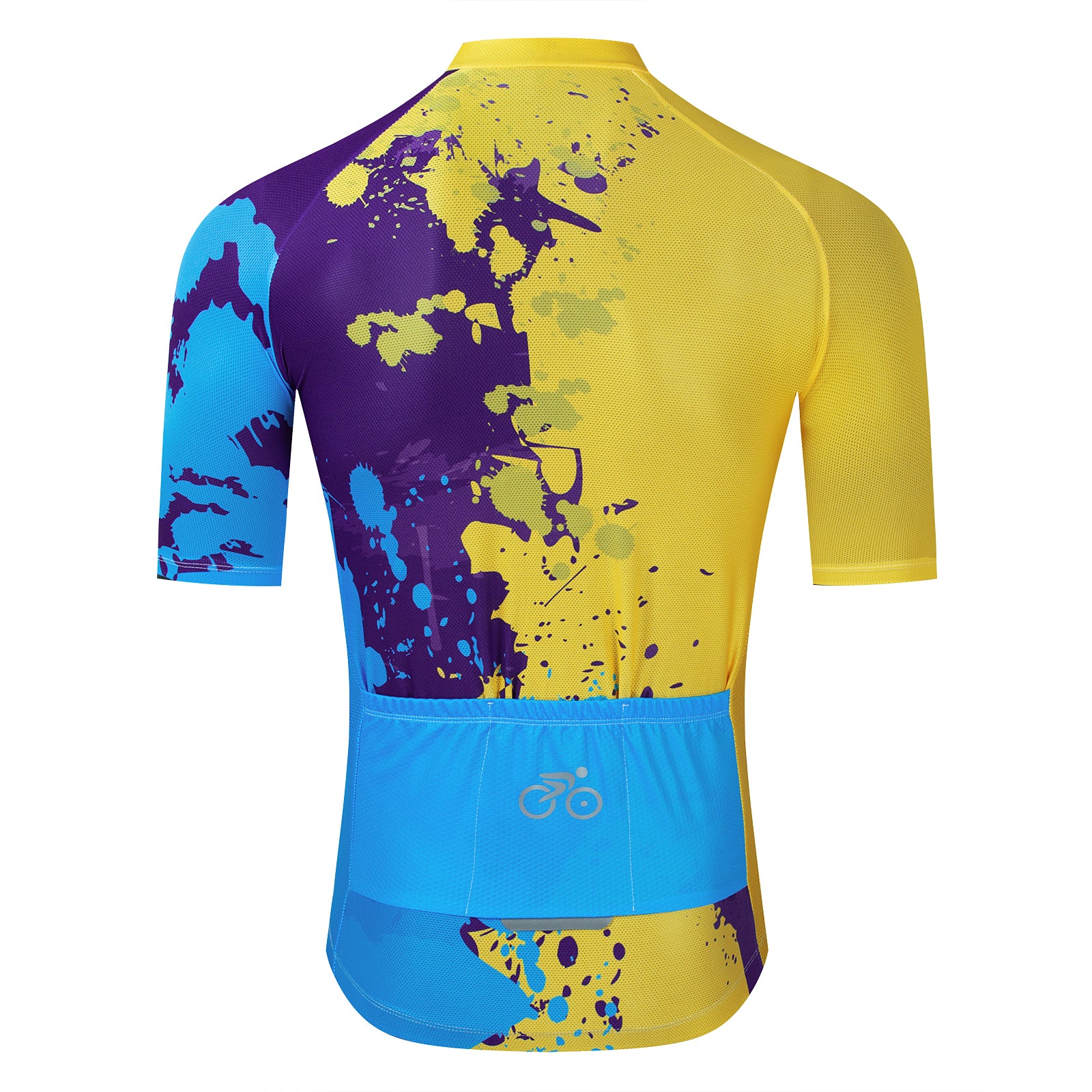 Yellow blue paint splash cycling jersey