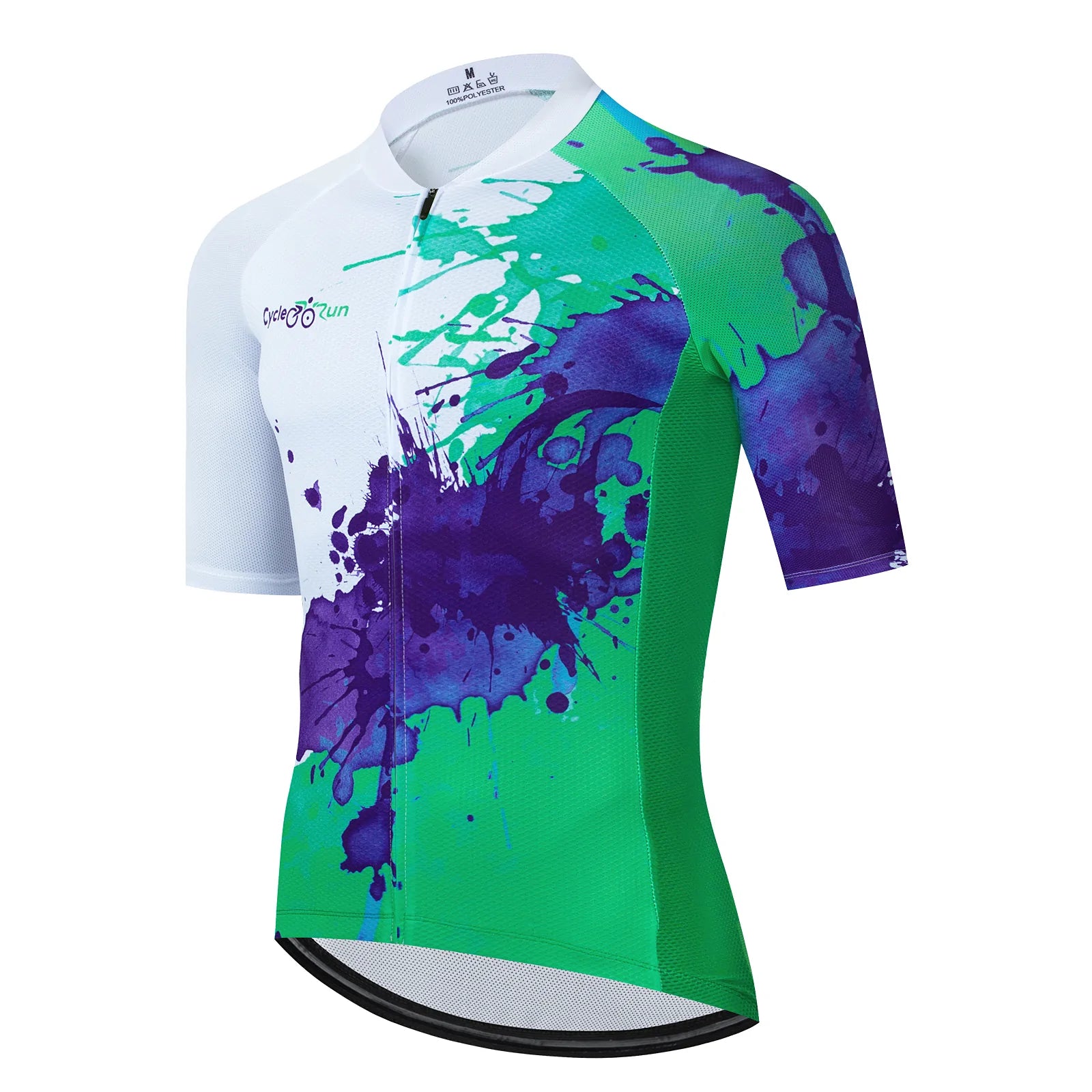 Green blue paint splash cycling jersey for women