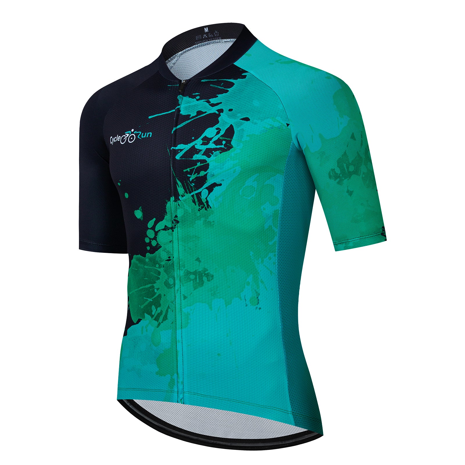 Black green paint splash cycling jersey