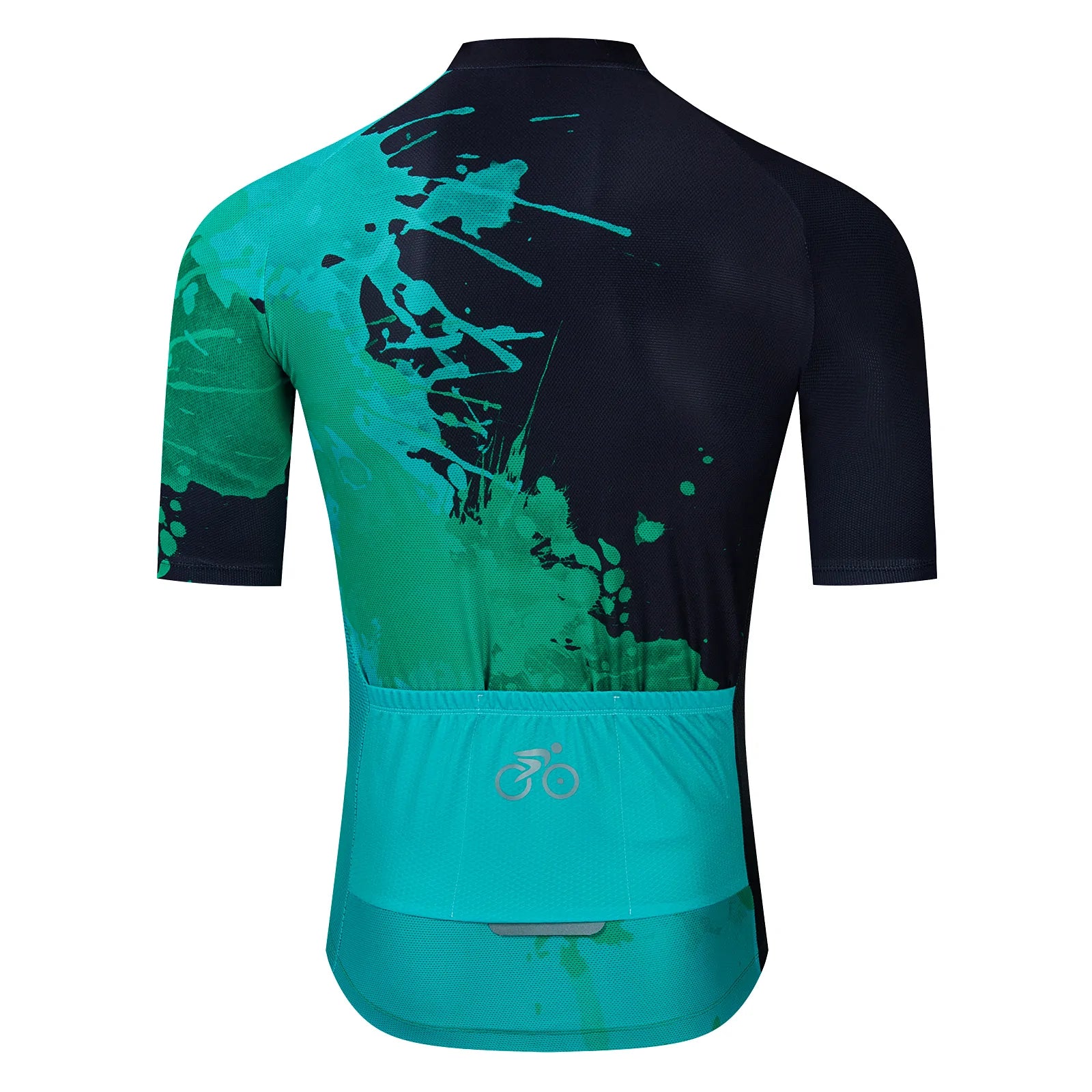 Black green paint splash cycling jersey for women