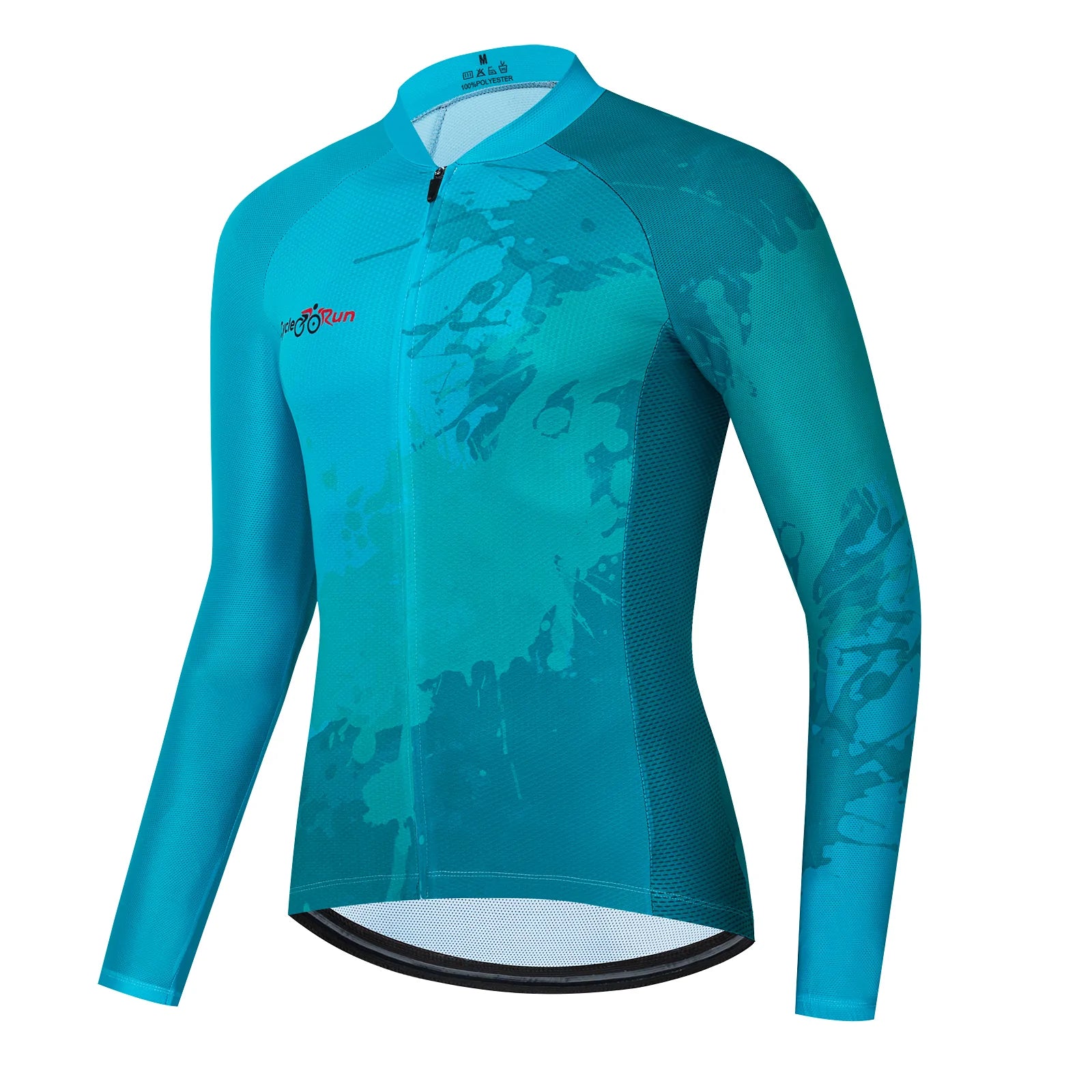 Light blue paint splash Long Sleeve cycling jersey for women