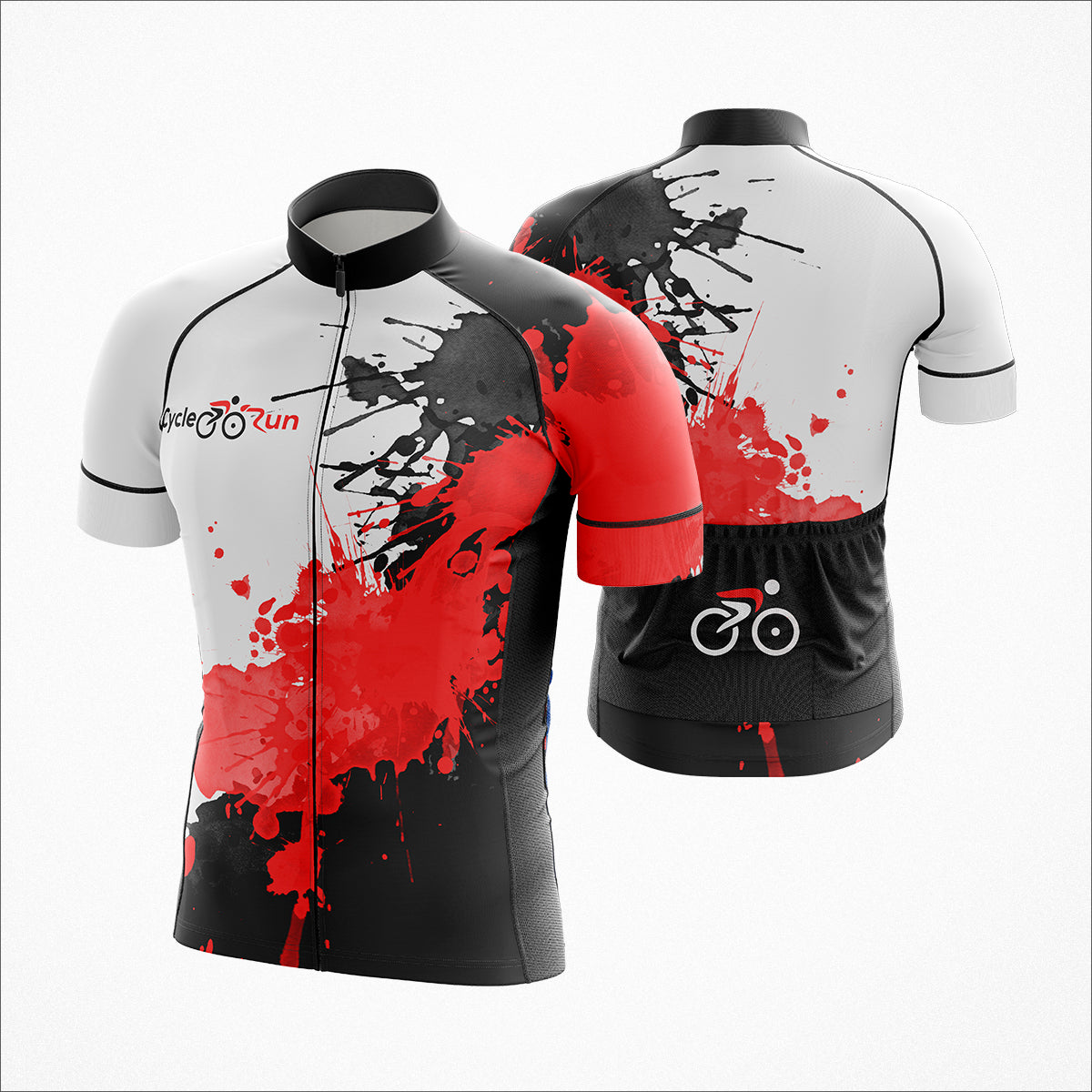 Cycling Jersey Paint Splash White and Black