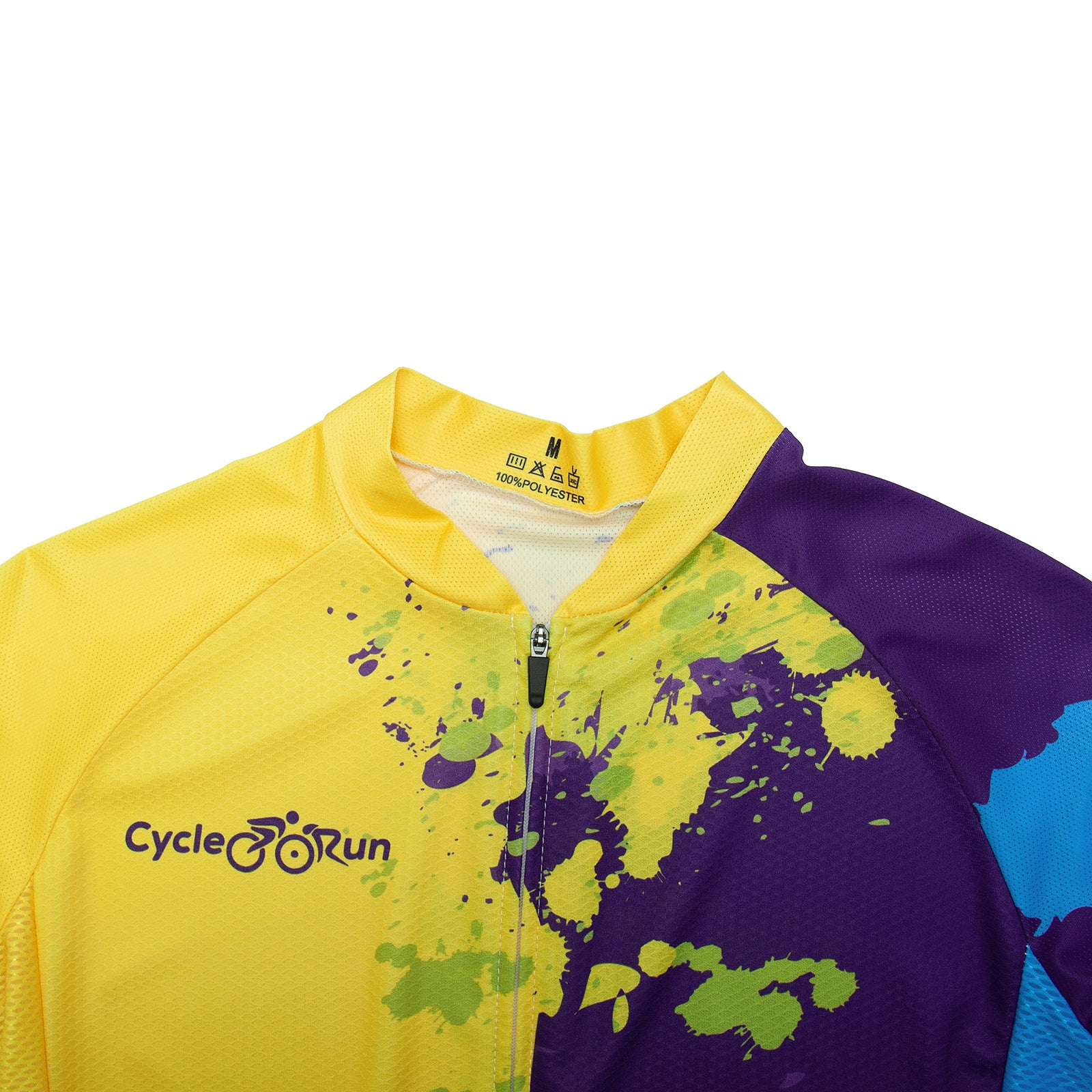 Yellow blue paint splash cycling jersey