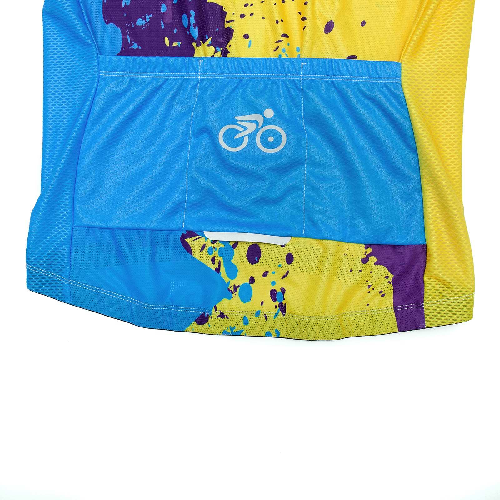 Yellow blue paint splash cycling jersey