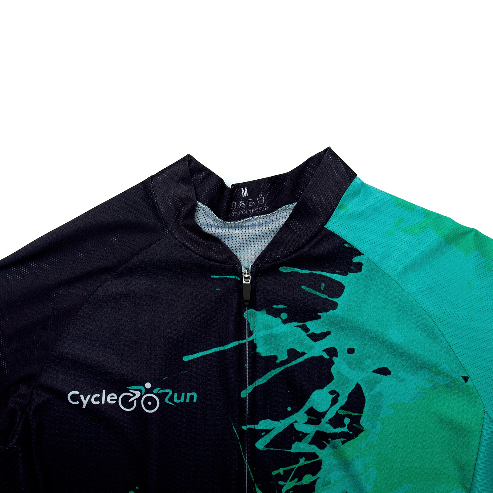 Black green paint splash cycling jersey