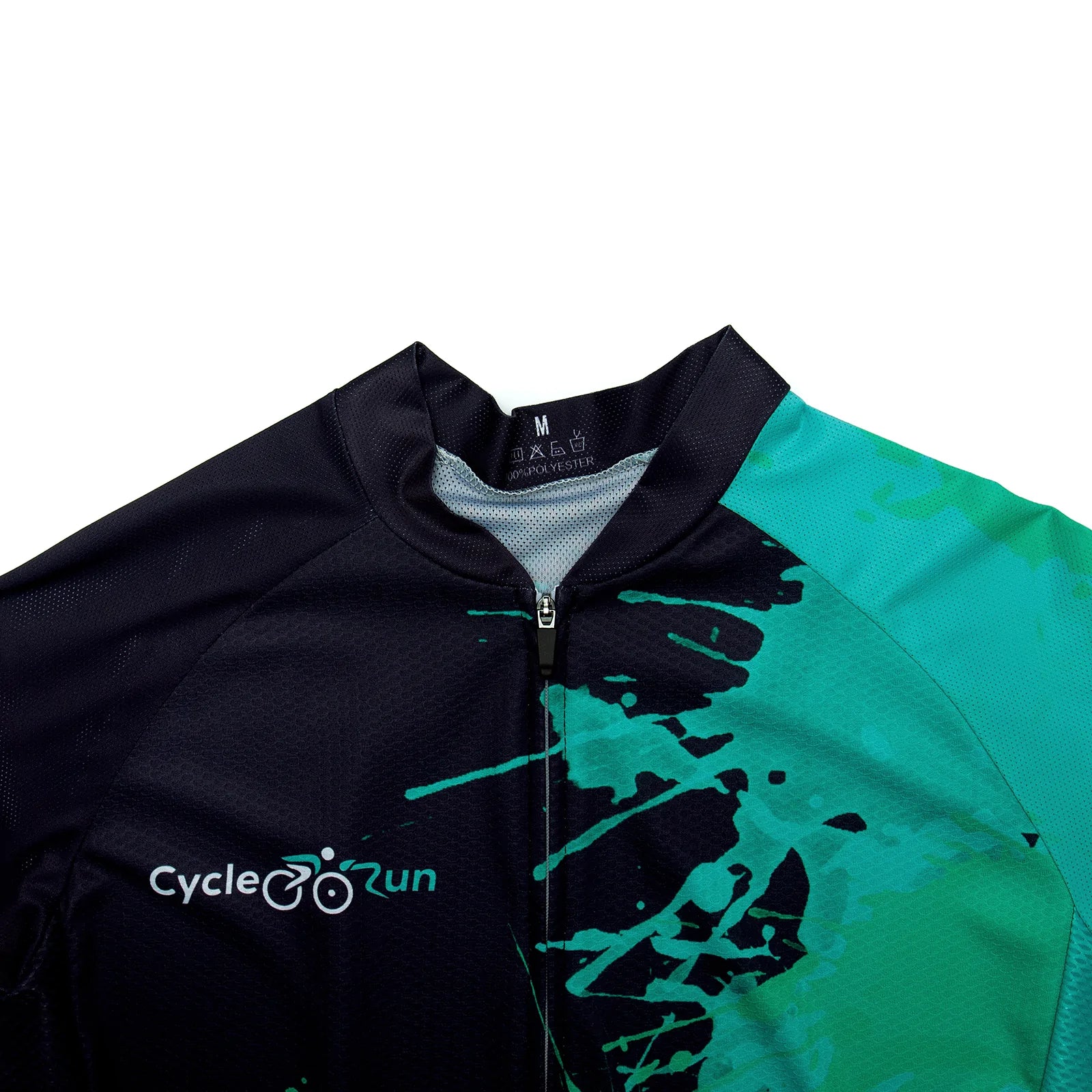 Black green paint splash cycling jersey for women