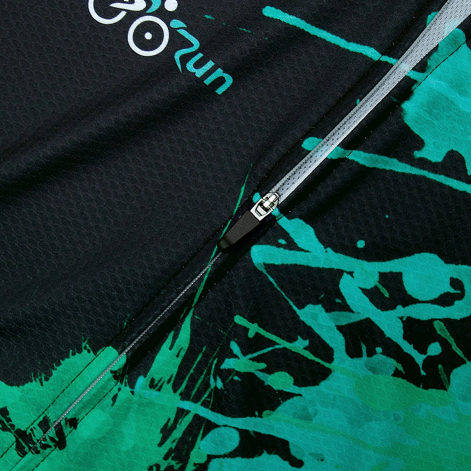 Black green paint splash cycling jersey for women