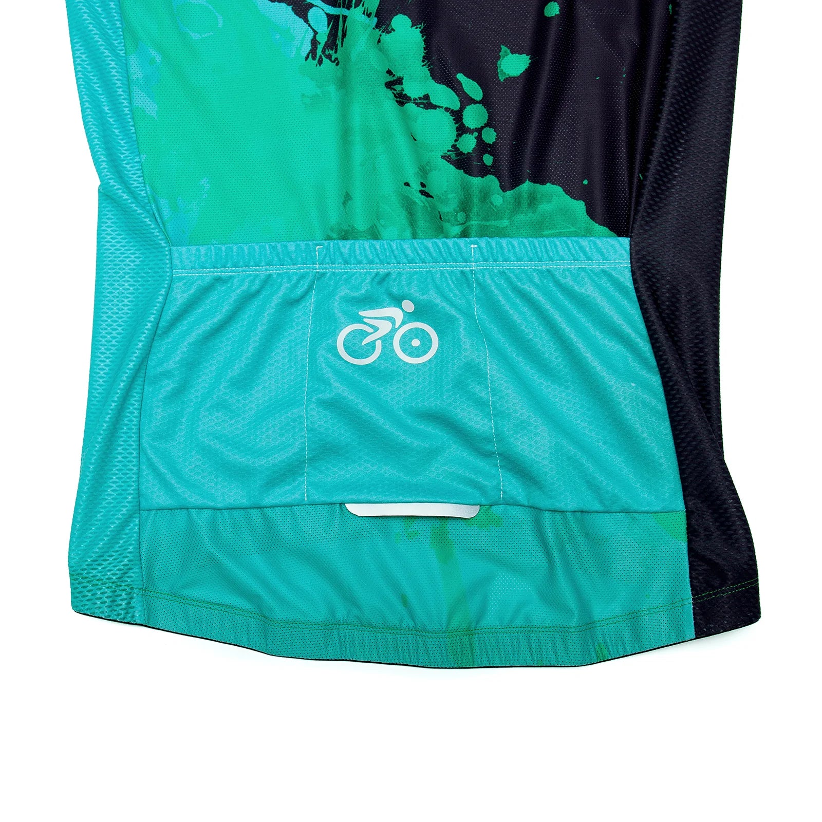 Black green paint splash cycling jersey for women