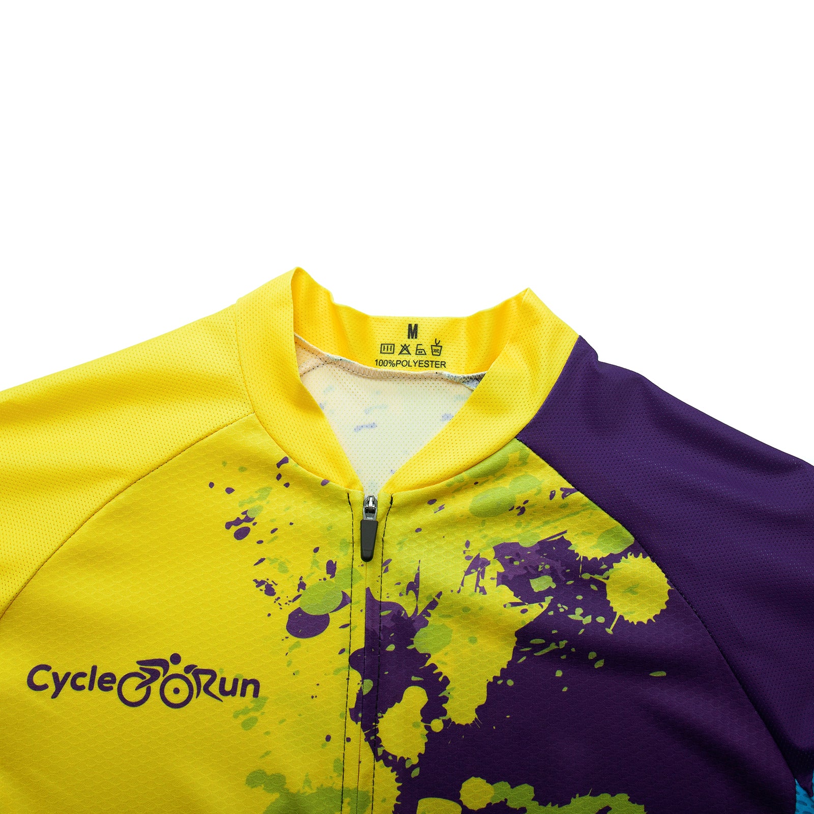 Yellow blue paint splash Long Sleeve cycling jersey