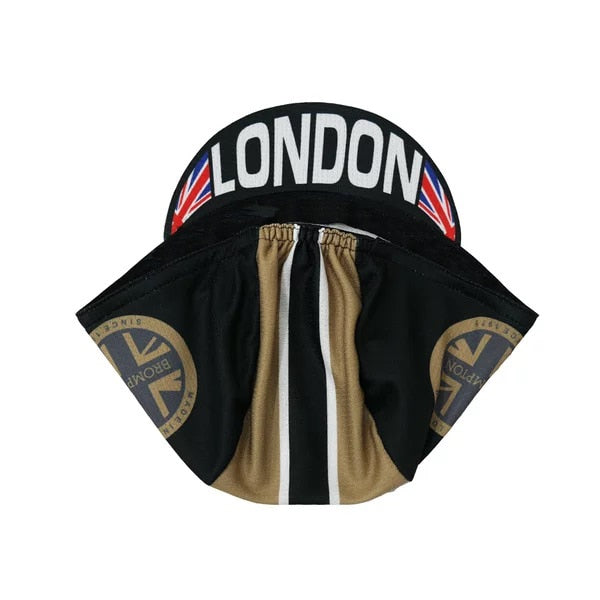 U.K London Cycling Caps Charcoal Gold Ride Headwear  One Size