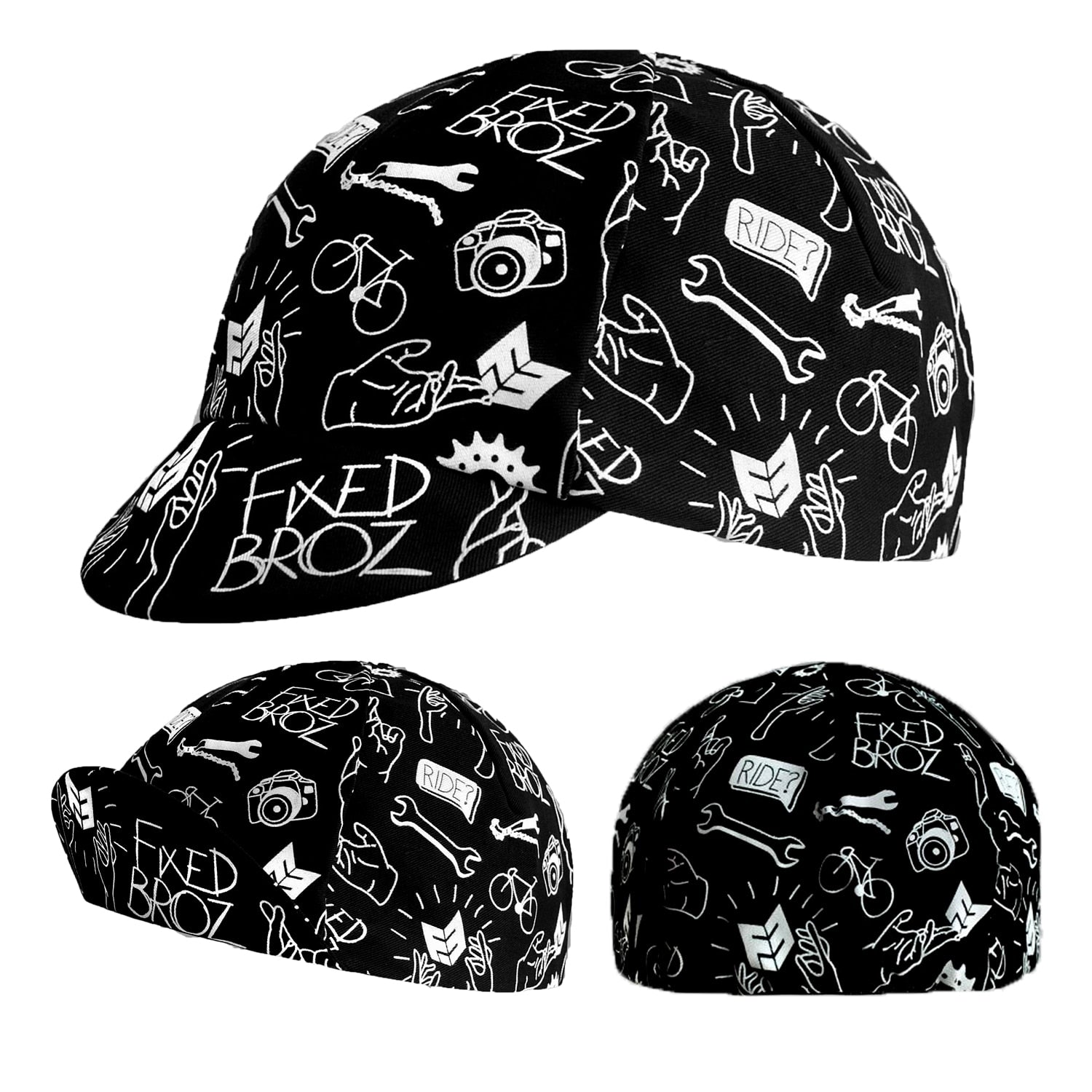 Classic Retro Polyester Black Series Cycling Caps